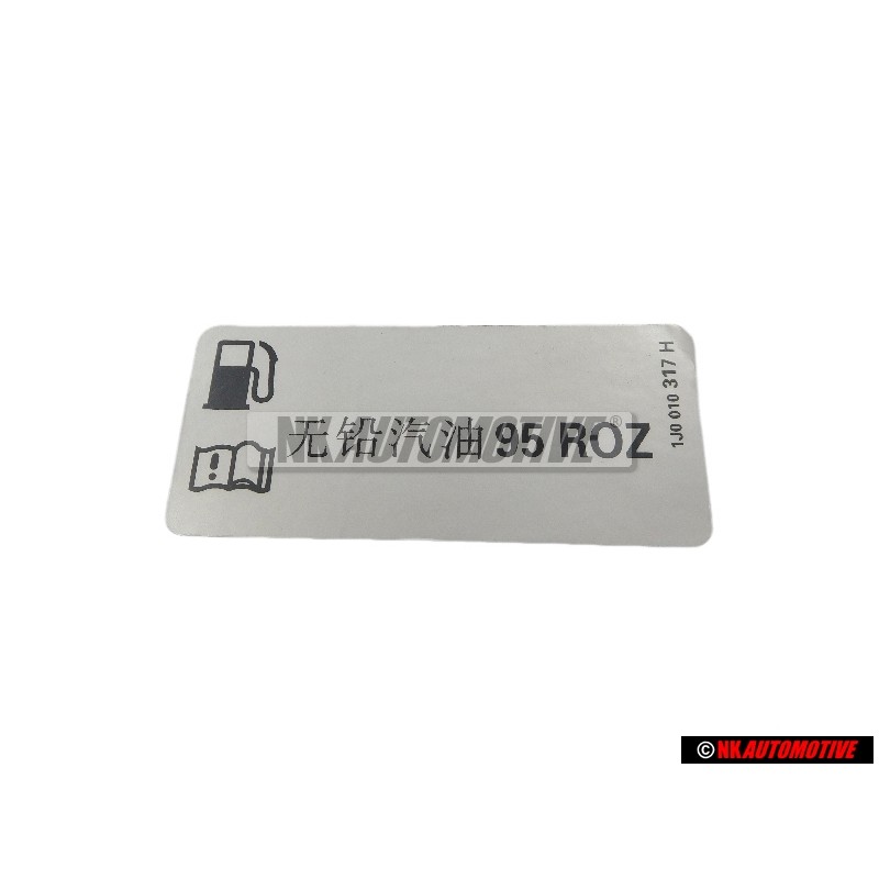VW Original Plaque D'Identification 'Essence Sans Plomb' - 1J0010317H