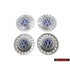 4x VW Original Enjoliveur De Roue Argent Brillant/Bleu - 1C0601149D GTT