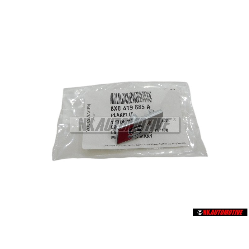Audi Original S1 Volant Plaquette Embleme Logo Chrome Rouge - 8X0419685A