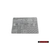 VW Original Etiquette P. Pression De Gonflage Des Pneus - 1C0010238B