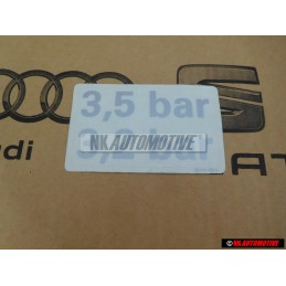VW Original Etiquette P. Pression De Gonflage Des Pneus - 7D0010208R