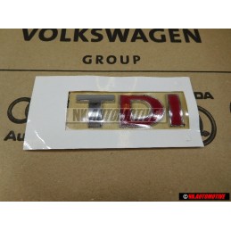 VW Original TDI Arrière Embleme Monogramme Logo Chrome Rouge - 3B0853675ACGQF