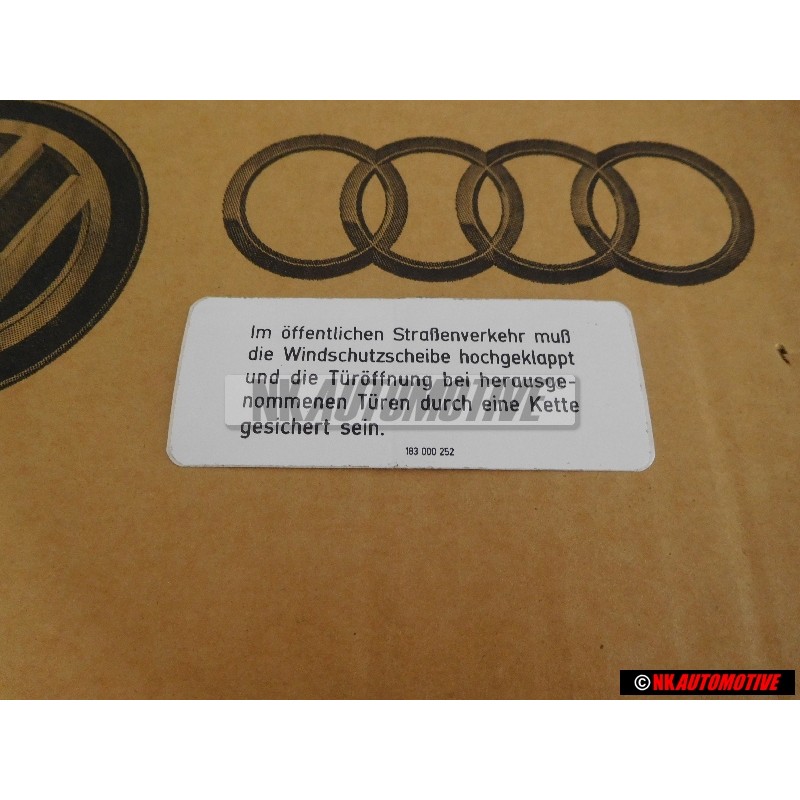VW Original Plaque Indicatrice - 183000252