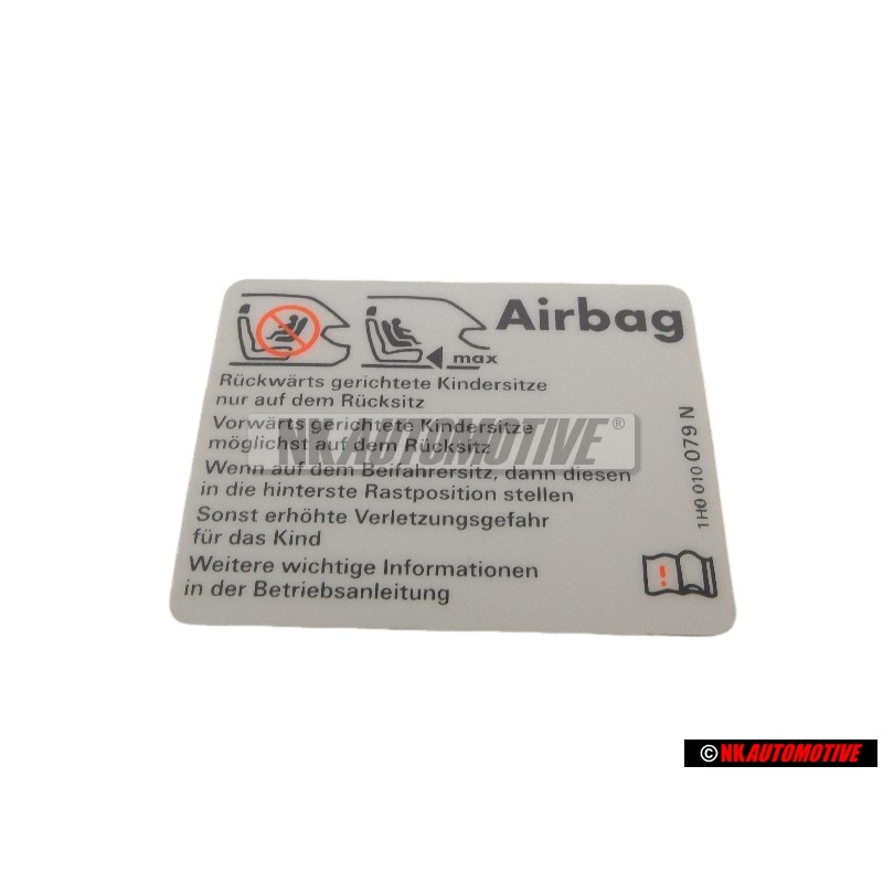 VW Original Etiquette 'Airbag' Avec Utilisation De Banq. P. 
