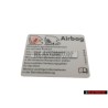 VW Original Etiquette 'Airbag' Avec Utilisation De Banq. P. 
