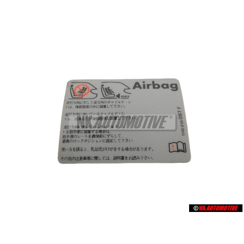 VW Original Etiquette 'Airbag' Avec Utilisation De Banq. P. 