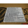 VW Original Etiquette -Important Consignes De Securite - 1T0010342R