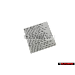 VW Original Etiquette -Important Consignes De Securite - 1T0010342R