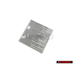 VW Original Etiquette -Important Consignes De Securite - 1T0010342R
