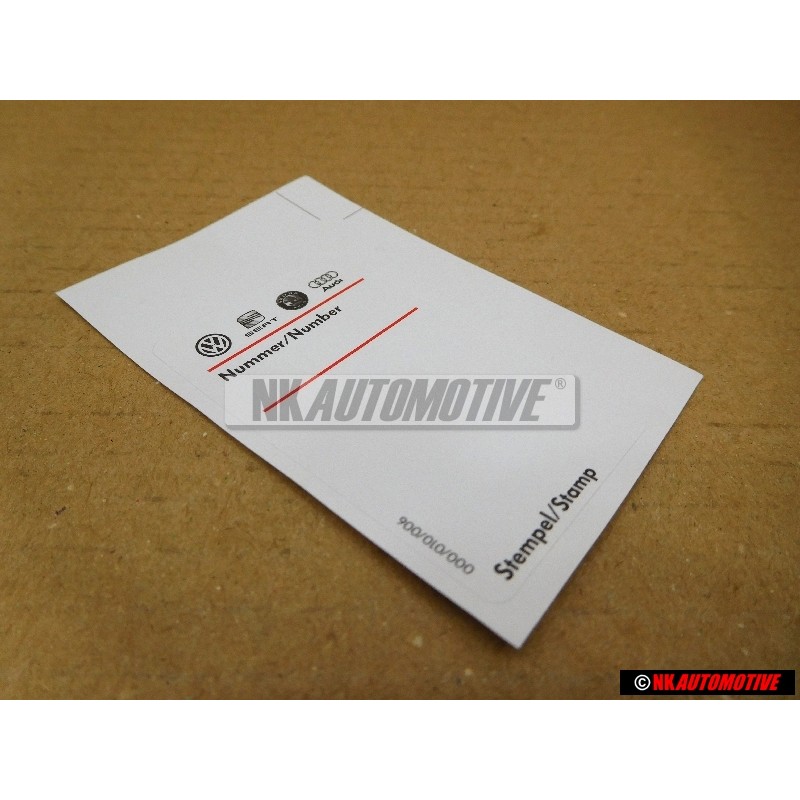 VW Original Plaque Indicatrice 'Unite De Commande 100' - 000010006