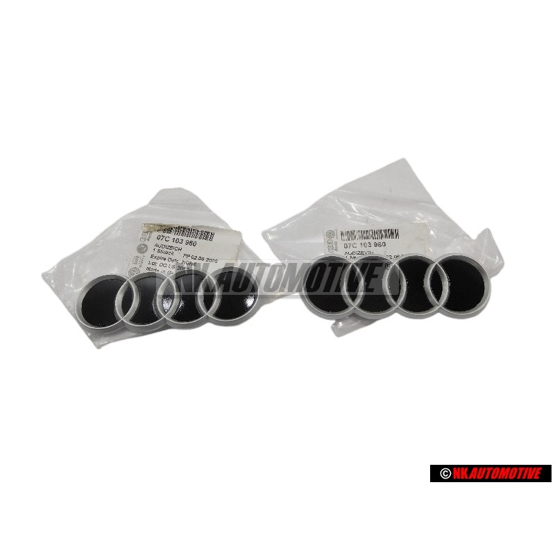 2x Audi Original Anneaux Couverture Du Moteur Emblem Logo Noir Chrom - 07C103960