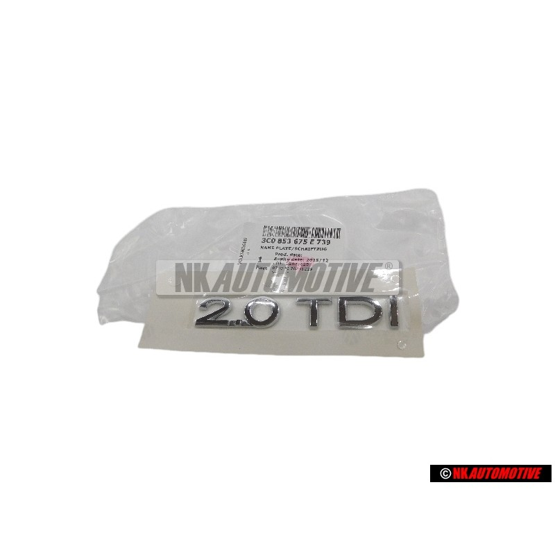 VW Original 2.0 TDI Arrière Embleme Monogramme Logo Chrome - 3C0853675E 739