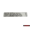 VW Original Pl.Identif. 'Bleifrei Super' - 034010006C