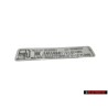 VW Original Plaque D'Identification Bleifrei Unleaded - 037010057R