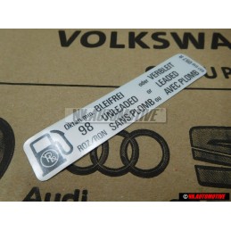 VW Original Plaque D'Identification Bleifrei Unleaded - 037010057R