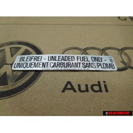 VW Original Etiquette 'Unleaded' Fuel Only - 000010018C