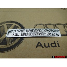 VW Original Etiquette 'Unleaded' Fuel Only - 000010018C