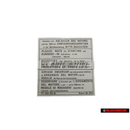 VW Original Plaque Indicatrice - 171000301B