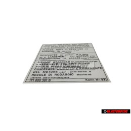 VW Original Plaque Indicatrice - 171000301B