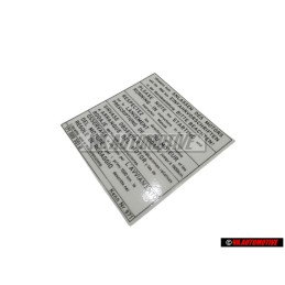 VW Original Plaque Indicatrice - 171000301B