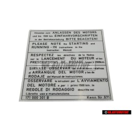 VW Original Plaque Indicatrice - 171000301B