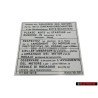 VW Original Plaque Indicatrice - 171000301B