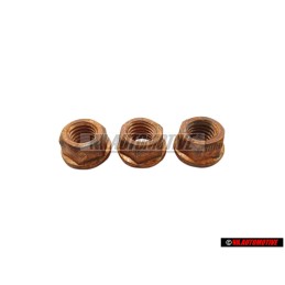 3x VW Original Ecrou Hexagonal Embase, Autobloquante - N 90200201