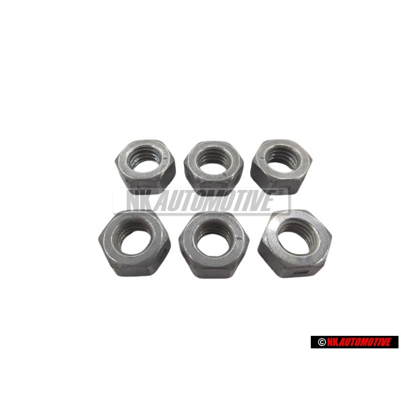 6x VW Original Ecrou 6 Pans, Autoserreur - N 90074404