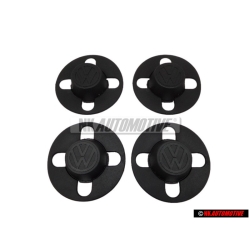 4x Original VW Steel Wheel Rim Centre Plastic Cap Cover Black - 871601171