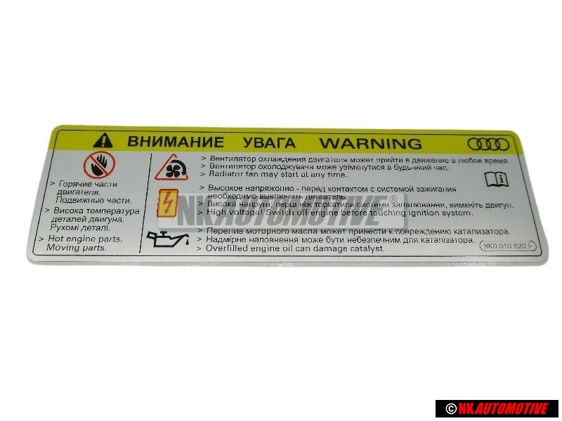 Audi Original Pl.Ident. 'Attention' Tension Elevee,Avant Toucher - 8K0010520F