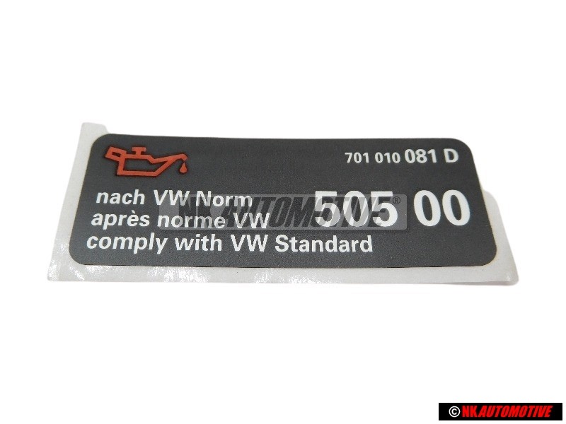 VW Original Etiquette 'Huile Selon Norme VW' - 701010081D