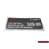 VW Original Etiquette 'Huile Selon Norme VW' - 701010081D