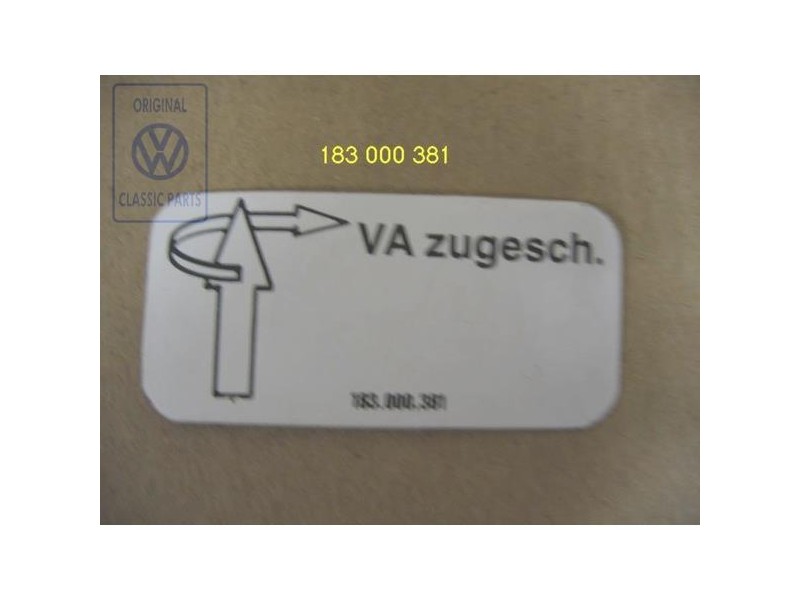 VW Original Plaque Indicatrice - 183000381
