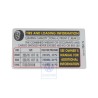 VW Original Etiquette P. Pression De Gonflage Des Pneus - 1Q0010386N
