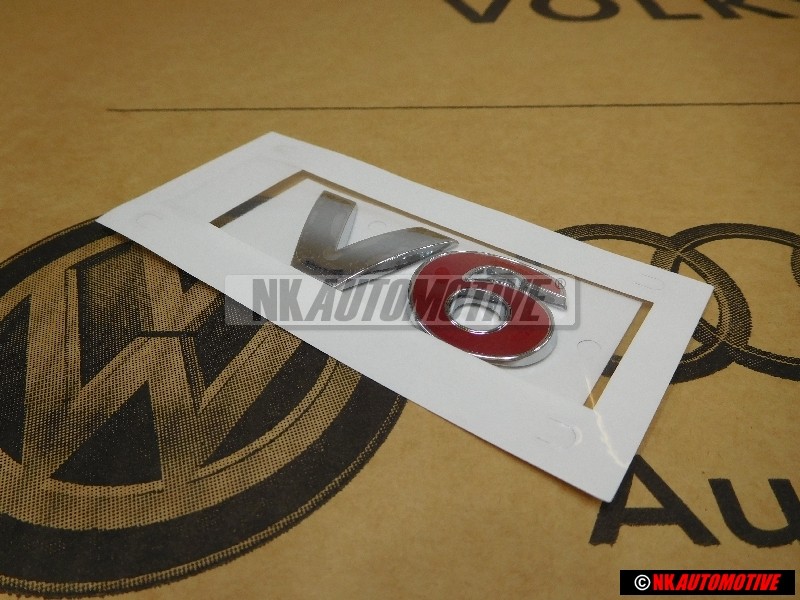 VW Original V6 Arrière Embleme Monogramme Logo Chrome Rouge - 1J0853675H GQF